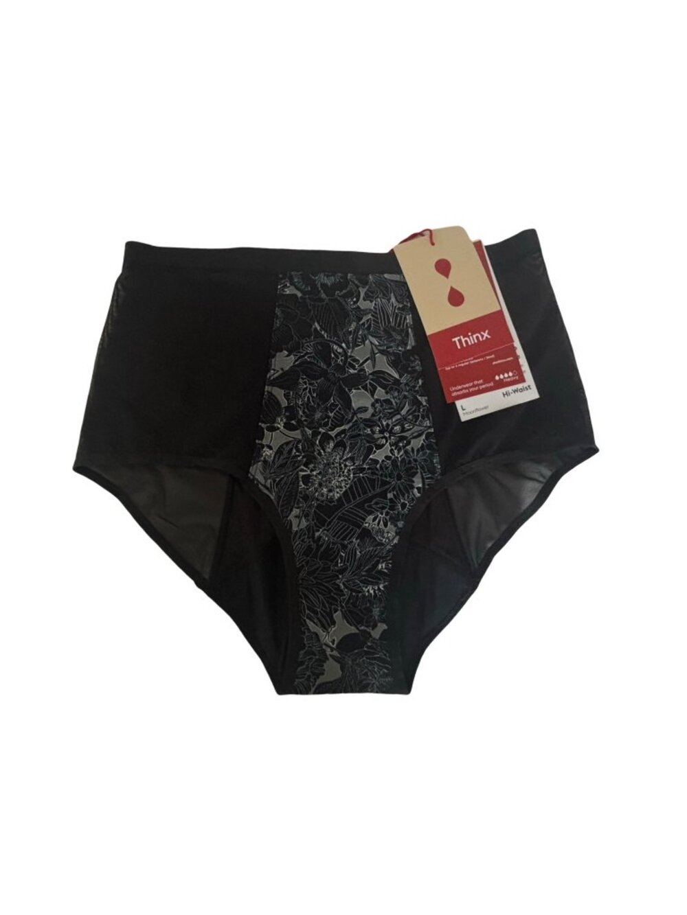 Thinx Hi Waist Briefs Large Moonflower New